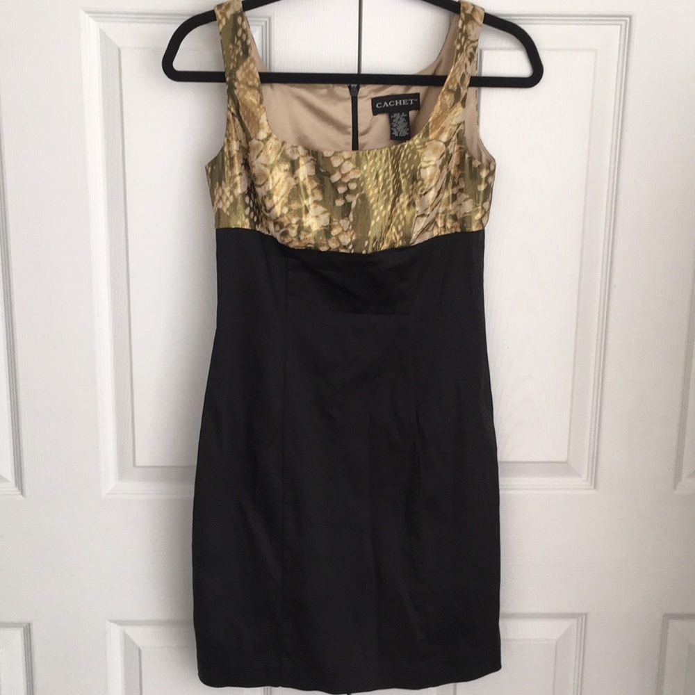 Cachet Black and Gold Formal Dress Size 4